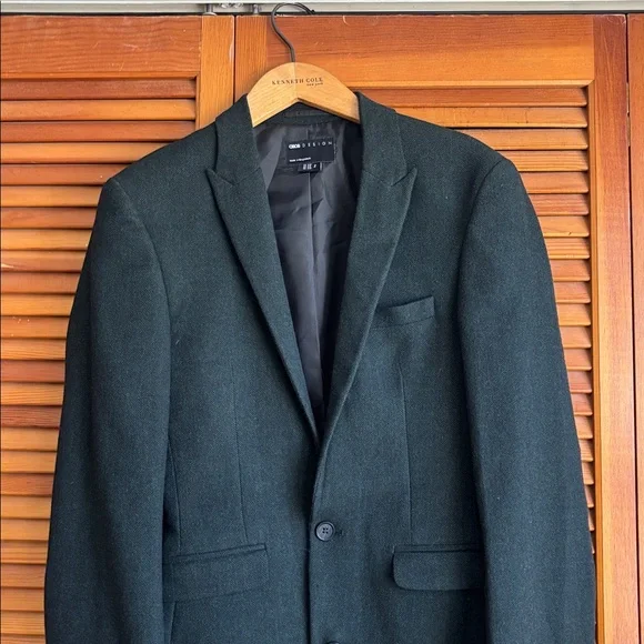 ASOS DESIGN skinny Men’s dark green herringbone Blazer Size 34